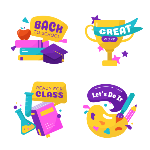 Education Stickers Illustrations & Animations
